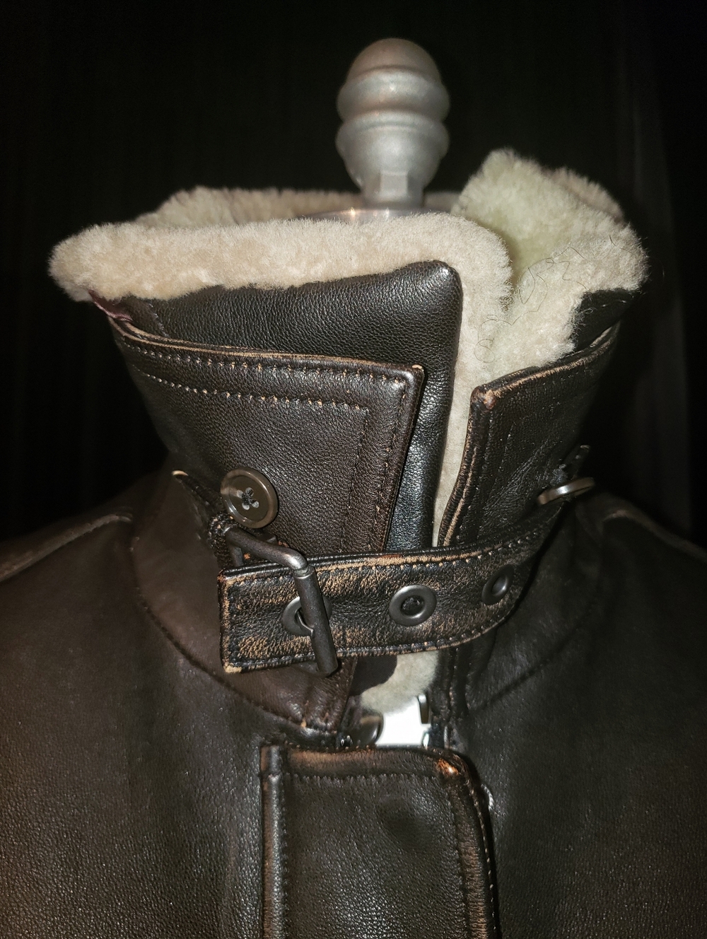 BNWT B.R. lambskin Distress Leather Avaitor Flight Bomber Jacket Cargo Pockets M